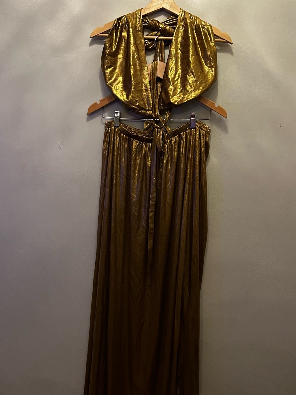 12th Tribe Metallic Gold Maxi Skirt - Picture 4 of 8